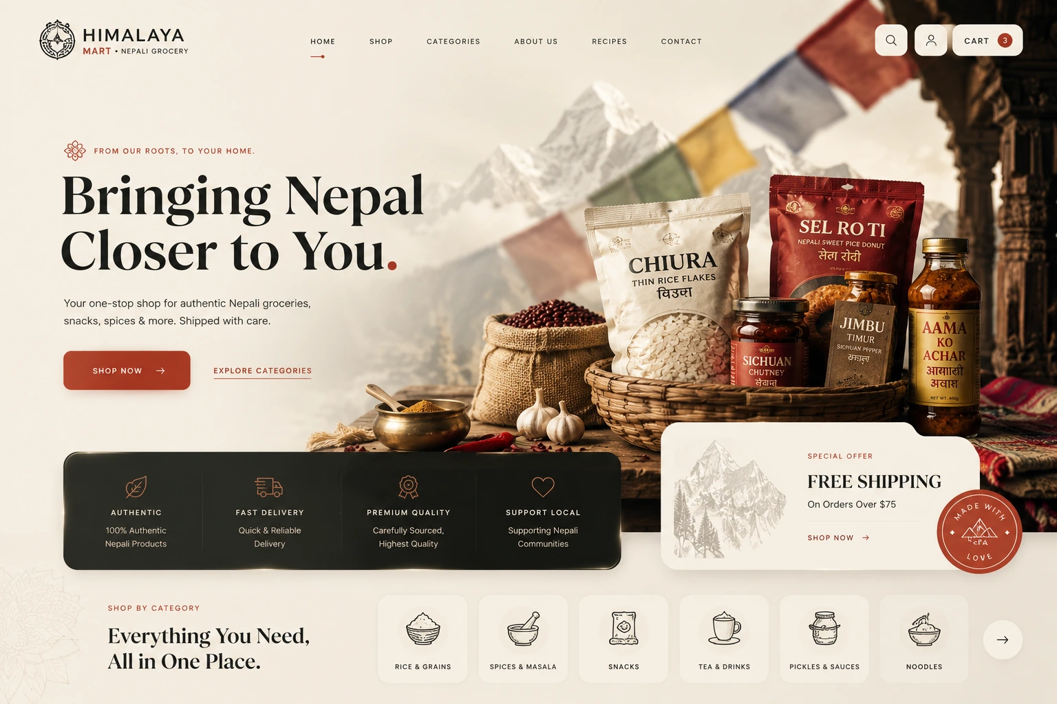 Himalaya Mart Nepali grocery website concept
