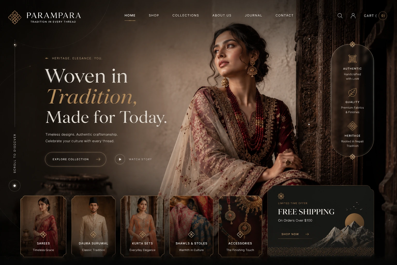 Parampara traditional clothing website concept